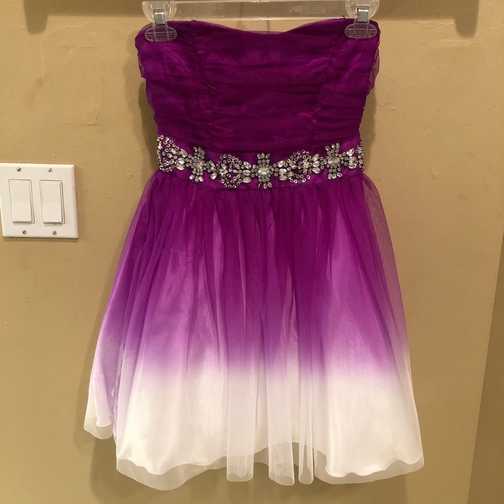 Purple Ombre Strapless Dress